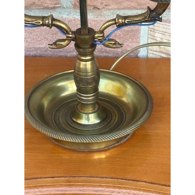 1930s Antique French Bouilette Brass Metal Shade Table Lamp, 1930s For Sale - Image 5 of 14
