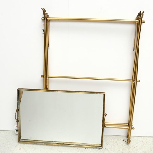 1970s Italian Neoclassical Brass Mirrored Tray Table For Sale - Image 4 of 5