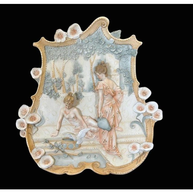 Art Nouveau Bisque Porcelain Classical Plaque For Sale - Image 4 of 14