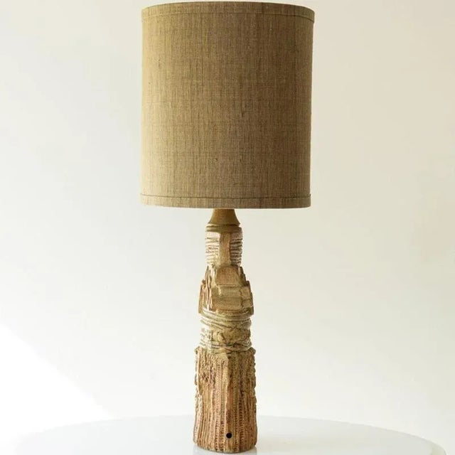 1970s Ceramic Table Lamp attributed to B. Rooke with Lampshade attributed to R. Houben, 1970s For Sale - Image 5 of 10