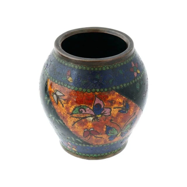 Early 19th Century Antique Early Meiji Japanese Cloisonne Enamel Vase For Sale - Image 5 of 7