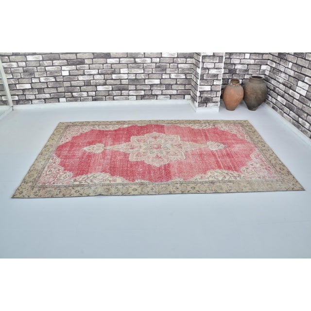 Handmade wool carpet in Turkish Anatolia , Vintage Oushak Rug,Turkish Vintage Anatolian Rug, Handmade wool Rug . One Of...