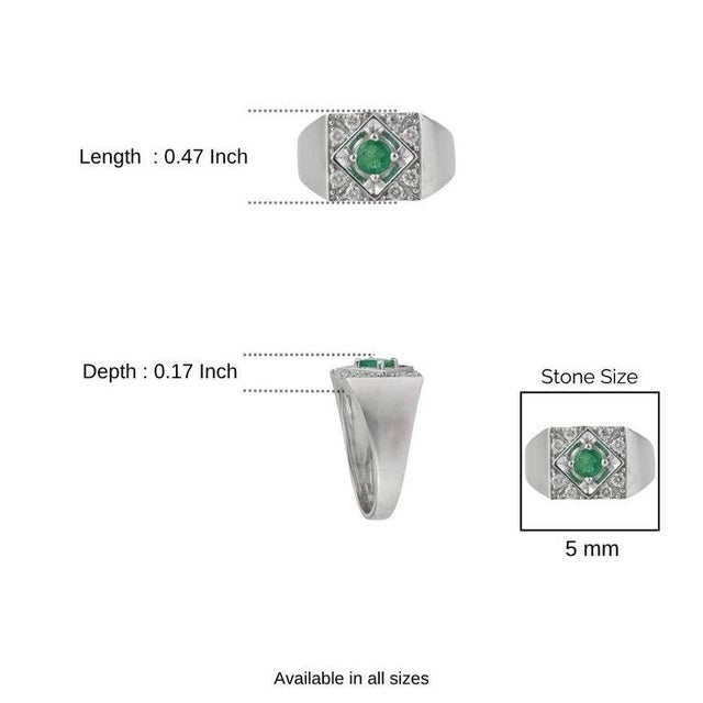Classic Retro Inspired Emerald Cocktail Wide Band, Size 8.5 For Sale - Image 11 of 14