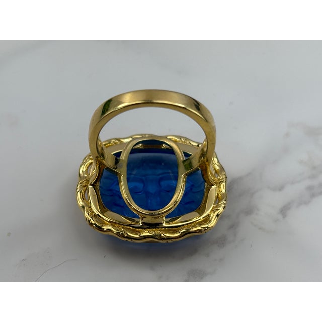 2010s Tagliamonte Venetian Glass Intaglio Ring – 925 Sterling With 18k Gold Plating, Size 6 For Sale - Image 5 of 10