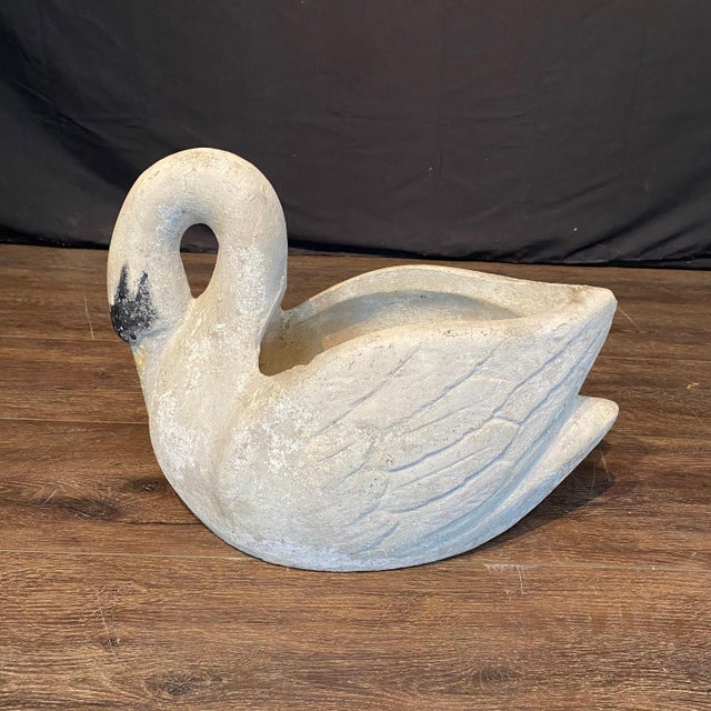 Antique French Swan Garden Planters Cast Stone -a Pair For Sale In Portland, ME - Image 6 of 7