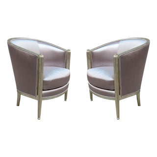 1930s Pair of Art Deco Giltwood Armchairs For Sale