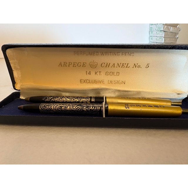 Vintage Arpege and Chanel No. 5 Perfumed Writing Pens in Original Presentation Box - Set of 2 For Sale In Boise - Image 6 of 7