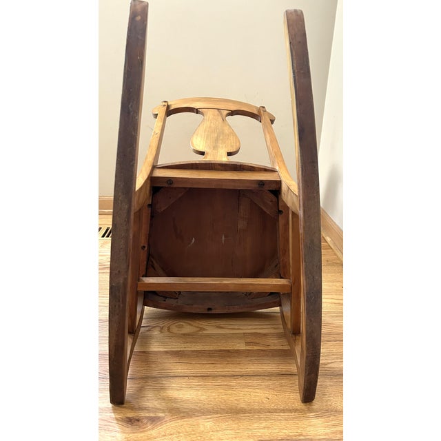Vintage Handcrafted Child-Size Small Wooden Rocker For Sale - Image 4 of 7