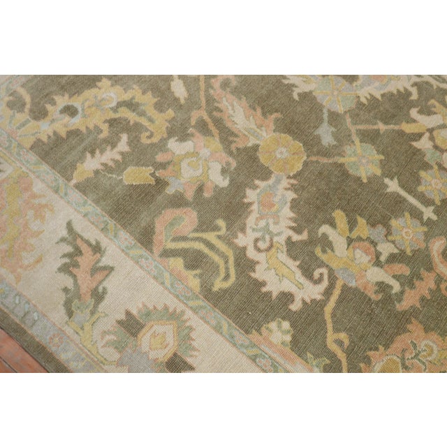 Vintage Traditional Green Brown Oushak Rug - 7'11" x 9'6" For Sale In New York - Image 6 of 9