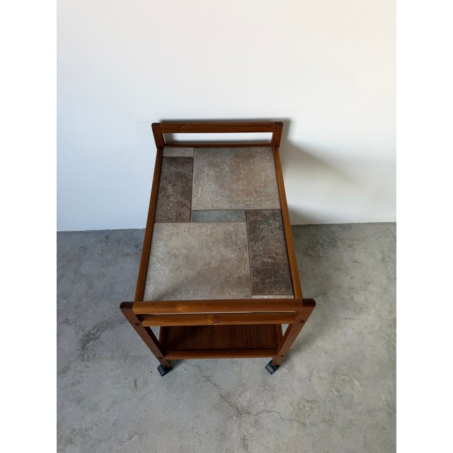 Mid-Century Modern Møbelfabrikken Teak & Tile Top Bar Cart For Sale - Image 11 of 17