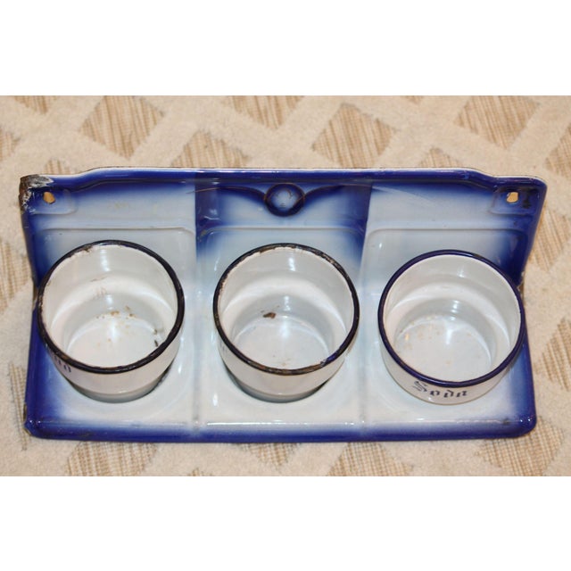 Gothic Rare, Antique German Flow Blue Enamelware Laundry/Kitchen Scullery Rack For Sale - Image 3 of 8