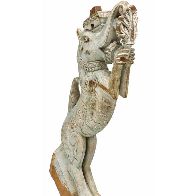Southeast Asian Temple Pillar Strut Architectural Carved Painted Wooden Elephant Bracket For Sale - Image 9 of 11
