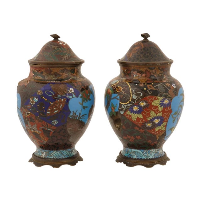 Antique Japanese Meiji Cloisonne Enamel Covered Jars For Sale - Image 11 of 11
