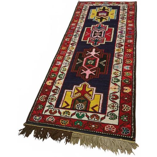 Boho Chic Multicolor Bohemian Runner Rug For Sale - Image 3 of 7