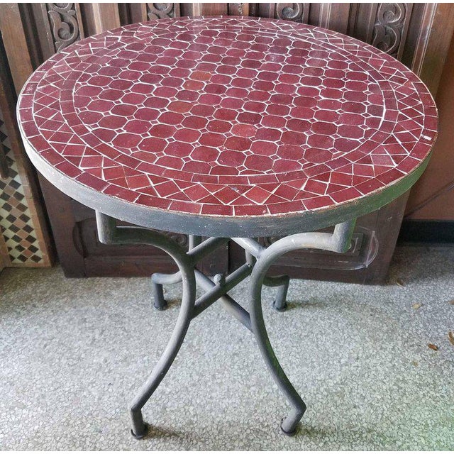 2010s Burgundy Moroccan Mosaic Table For Sale - Image 5 of 6
