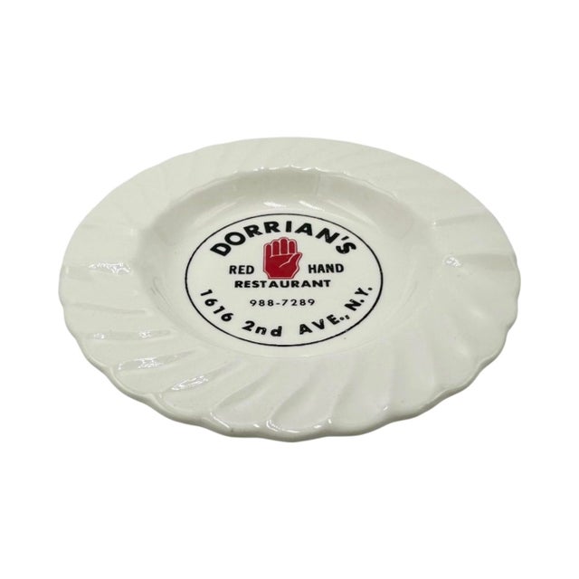 Ceramic Vintage Dorrian's Red Hand Nyc Restaurant Bar Ashtray For Sale - Image 7 of 11