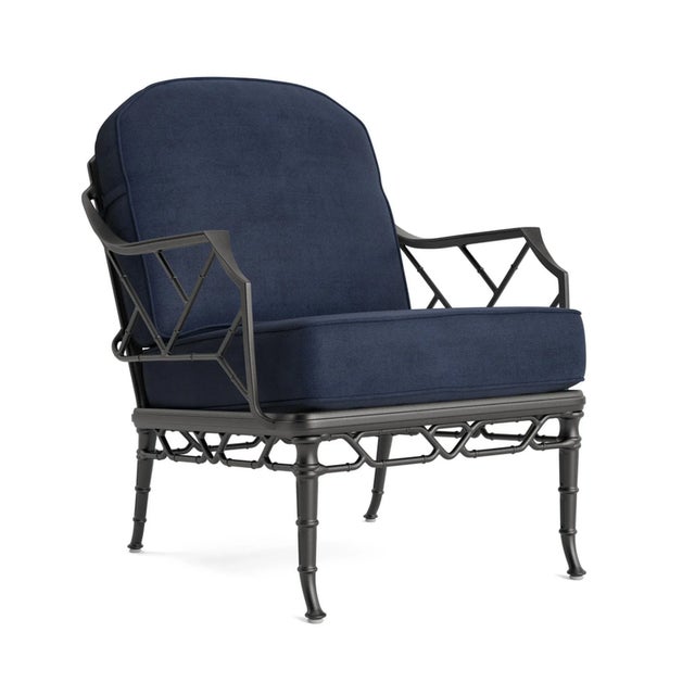 Brown Jordan Calcutta Lounge Chair, Textured Pewter frame with Fusion Neptune fabric For Sale - Image 12 of 12