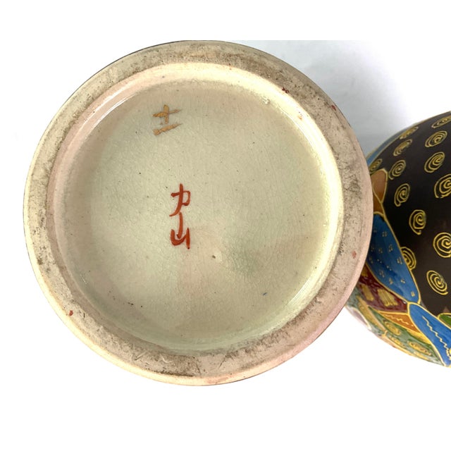 Late 19th Century Late 19th Century Kutani “1000 Faces Immortal” Hand Painted Earthenware Japanese Vases - a Pair For Sale - Image 5 of 6