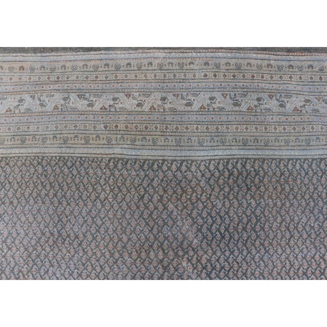 Antique Hand Knotted Persian Tabriz Rug With All-Over Design in Muted Tones For Sale - Image 15 of 17