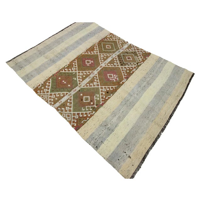 Mid-Century Modern Mid 20th Century Vintage Small Kilim Rug-4′3″ × 5′9″ For Sale - Image 3 of 7