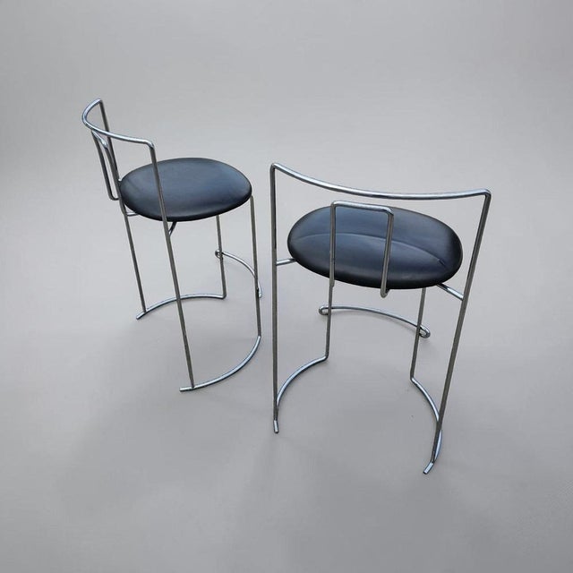 Black Black Leather Gaja Stools by Kazuhide Takahama for Simon Gavina, Set of 2 For Sale - Image 8 of 18