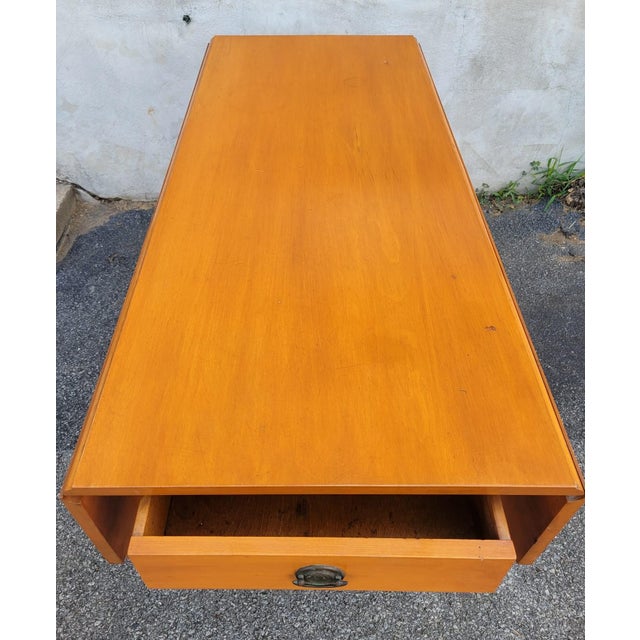 Brown 1940s American Solid Maple Drop Leaf Breakfast Table With One Drawer For Sale - Image 8 of 11
