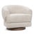 Upholstered swivel accent chair featuring a softly curved barrel silhouette wrapped in a beautifully textured woven fabric...
