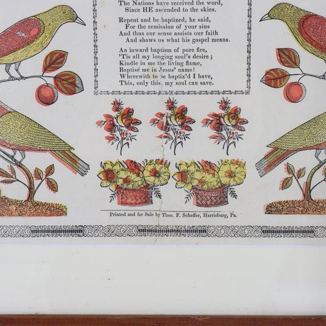 Beige Pa German Fraktur Taufschein Hand Colored Birth/Baptismal Certificate C1859 For Sale - Image 8 of 14