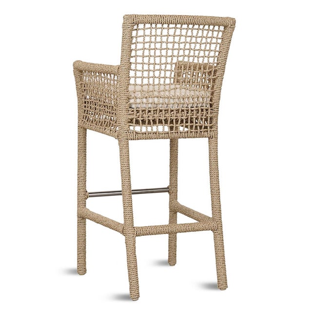 Harbor Faux Rope Woven Outdoor Bar Stool For Sale - Image 4 of 5