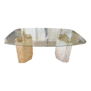 1980s Natural Mactan Stone Dining Table