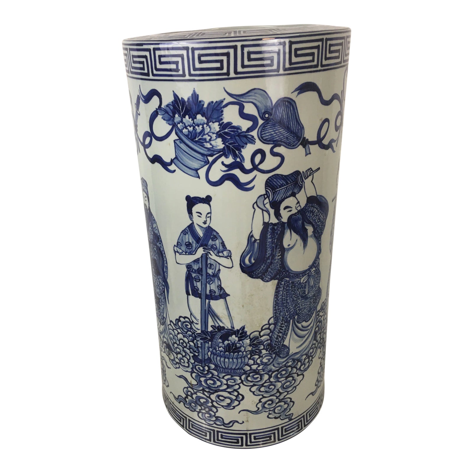 Vintage Blue and White Ceramic Umbrella Stand Chairish