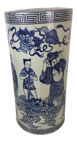 Vintage Blue and White Ceramic Umbrella Stand
