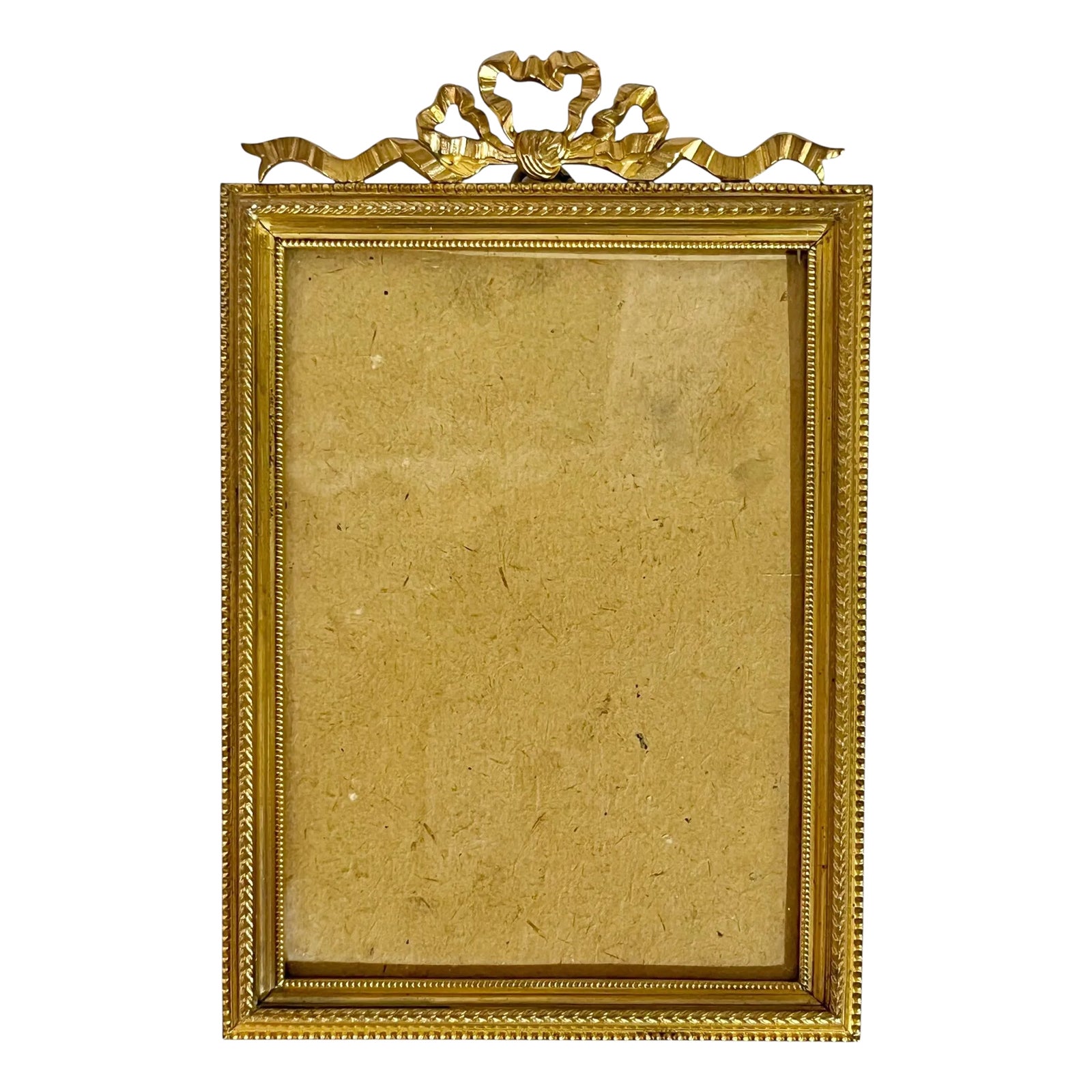 Antique Louis XVI Style Gilt Bronze Ribbon Frame | Chairish
