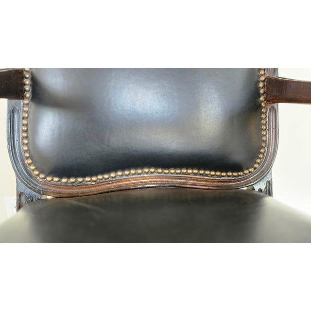 1970s French Louis XV Style Leather Fauteuil Arm Chairs With Leather Upholstery, 2 Pieces For Sale In Los Angeles - Image 6 of 9