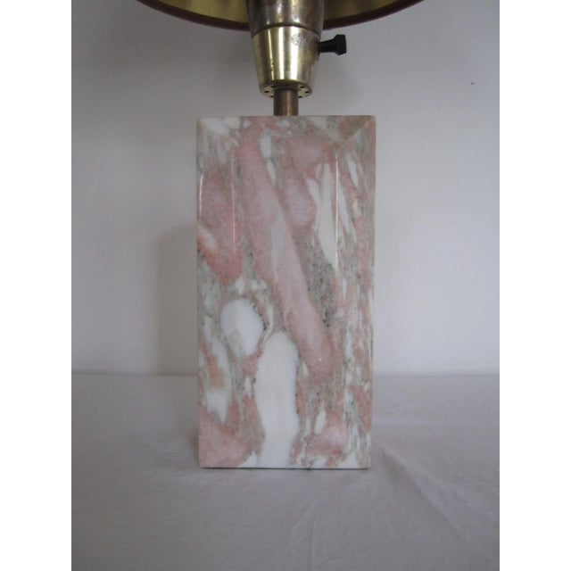 1970s Modern Pink and White Solid Marble Desk or Table Lamp For Sale - Image 5 of 11