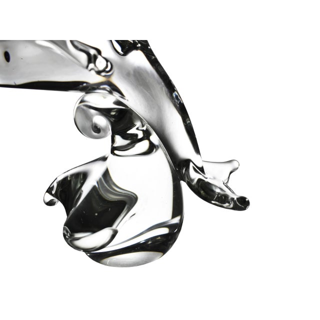 Vintage Hand Blown Dolphin on Ocean Wave Sculpture For Sale - Image 6 of 7