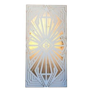 Artist 'Flekz' White and Gold Hand Painted Art Deco Inspired Work of Art on Wood Signed and Dated For Sale