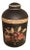 English Black Floral Design Tea Caddy For Sale