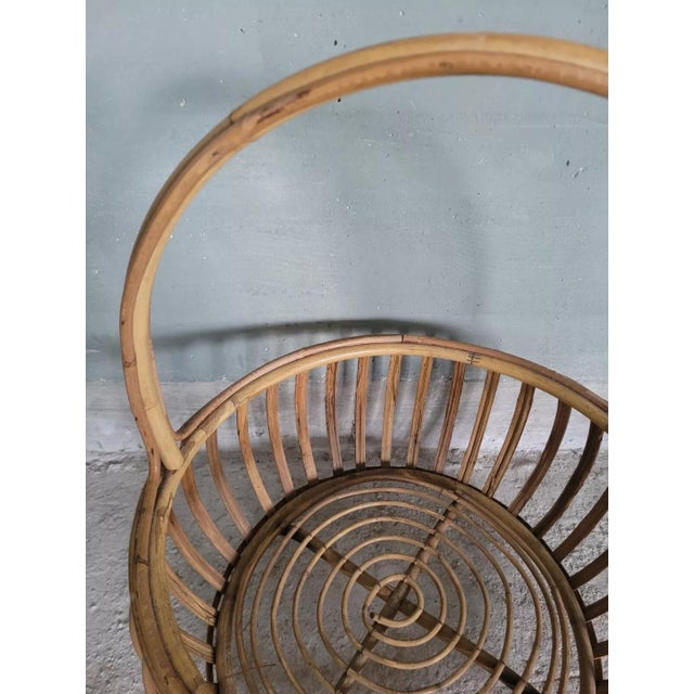 Wood Vintage Wicker Magazine Rack For Sale - Image 7 of 11