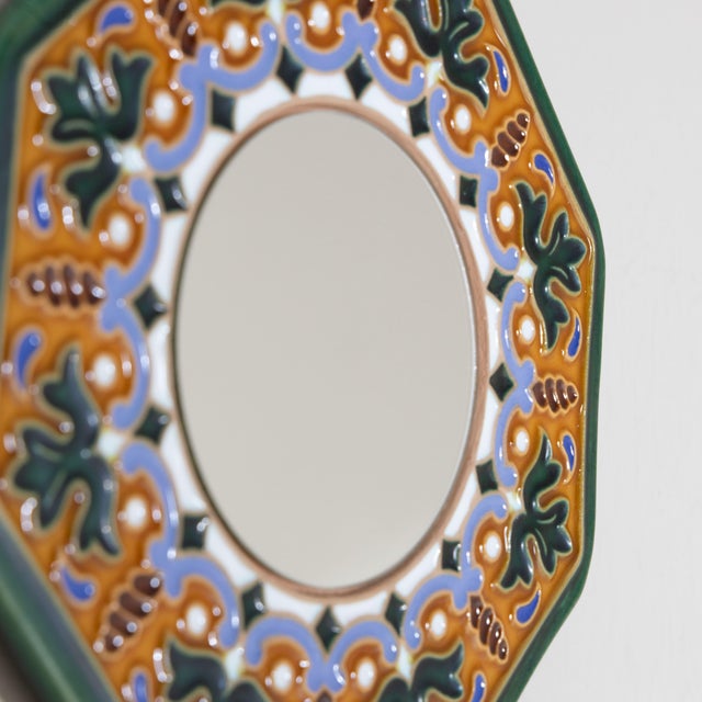 Wall Mirror with Hexagonal Ceramic Frame, 1970s For Sale - Image 10 of 13