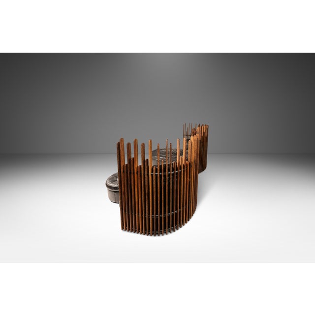 2000 - 2009 Organic Modern "Isle D'Palm" Modular Sofa in Leather and Palm Wood Attributed to Pacific Green, Australia, Circa 2000s For Sale - Image 5 of 12