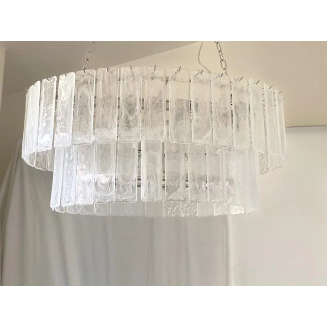Large Oval Diamond Listelli Murano Glass Chandelier from Simoeng For Sale - Image 8 of 10
