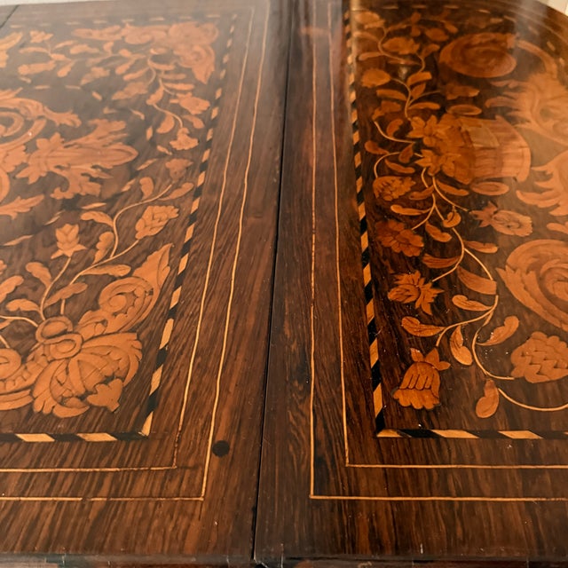 Brown Inlaid Drop-Leaf Table For Sale - Image 8 of 13