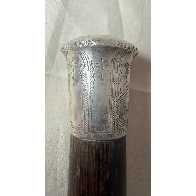 Rare Antique 1776 Battle of Sullivan's Island Boat JBB Silver Walking Stick Cane For Sale - Image 4 of 13