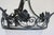 Antique French Art Deco Geometric Wrought Iron and Frosted Glass Chandelier, 1930 For Sale - Image 9 of 15