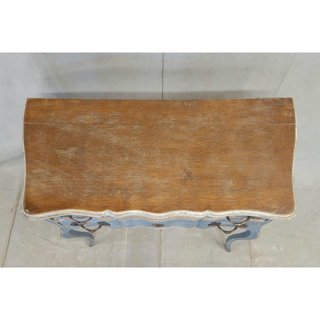 Blue Antique 1920s French Provincial Louis XV Style Painted Commode For Sale - Image 8 of 15