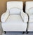 Baker Furniture Company Baker Furniture English Country Scroll Arm Lounge Chairs in White Herringbone Casters Pair For Sale - Image 4 of 17
