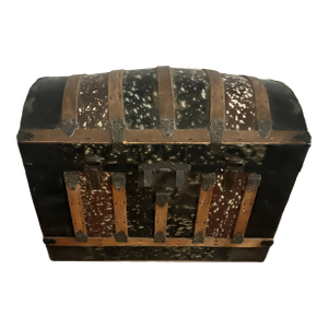 Antique Late 19th Century Ornate Hunch Camelback Steamer Trunk Chest