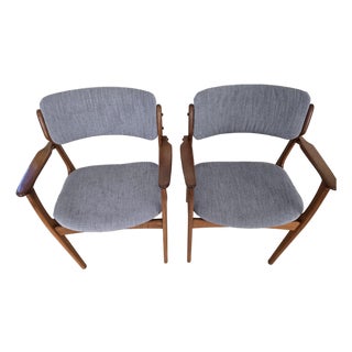 Pair of Authentic Danish Modern Teak Armchairs Made in Denmark, Circa 1960s For Sale