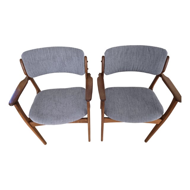 Pair of Authentic Danish Modern Teak Armchairs Made in Denmark, Circa 1960s For Sale